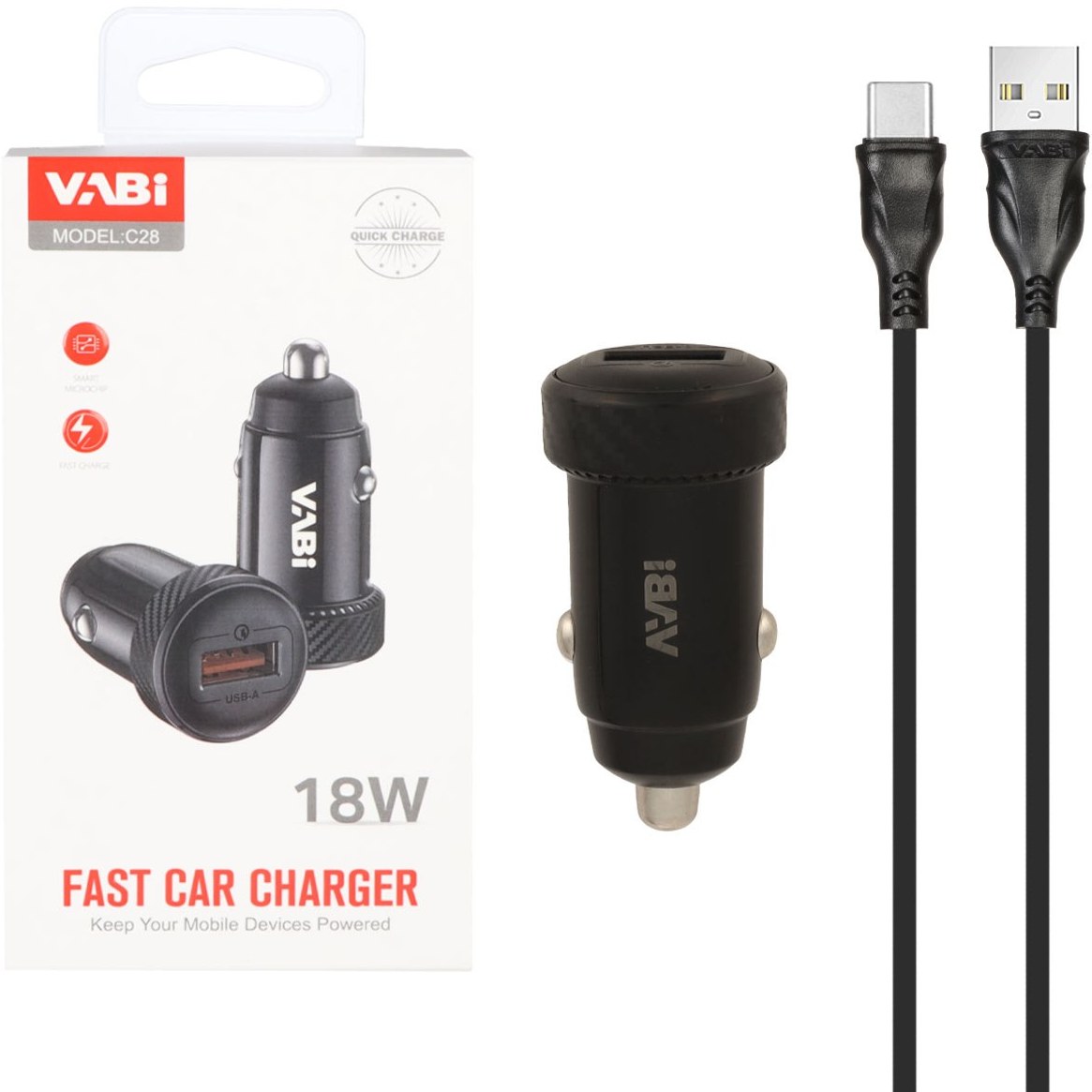 شارژر فندکی فست تک پورت VABI مدل C28